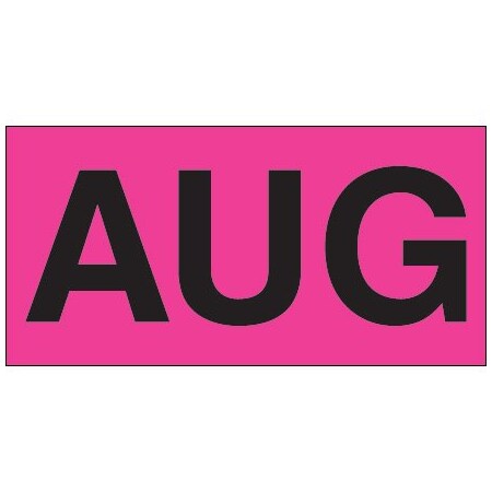 Bsc Preferred 3 x 6'' - ''AUG'' Fluorescent Pink Months of the Year Labels BUY00024154